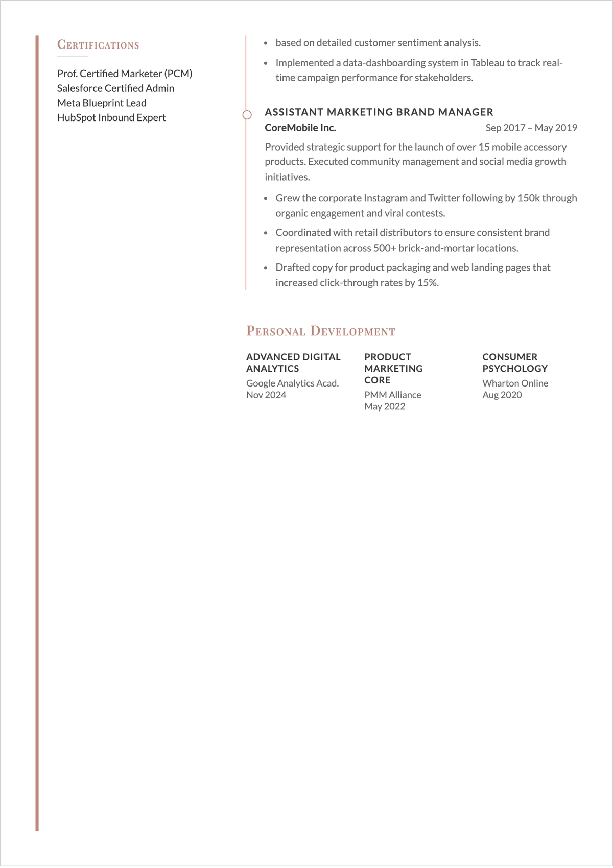 Free Resume Marketing ATS Resume Template, AI Resume Builder