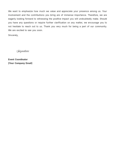 Free Event Participation Reminder Letter Template to Edit Online