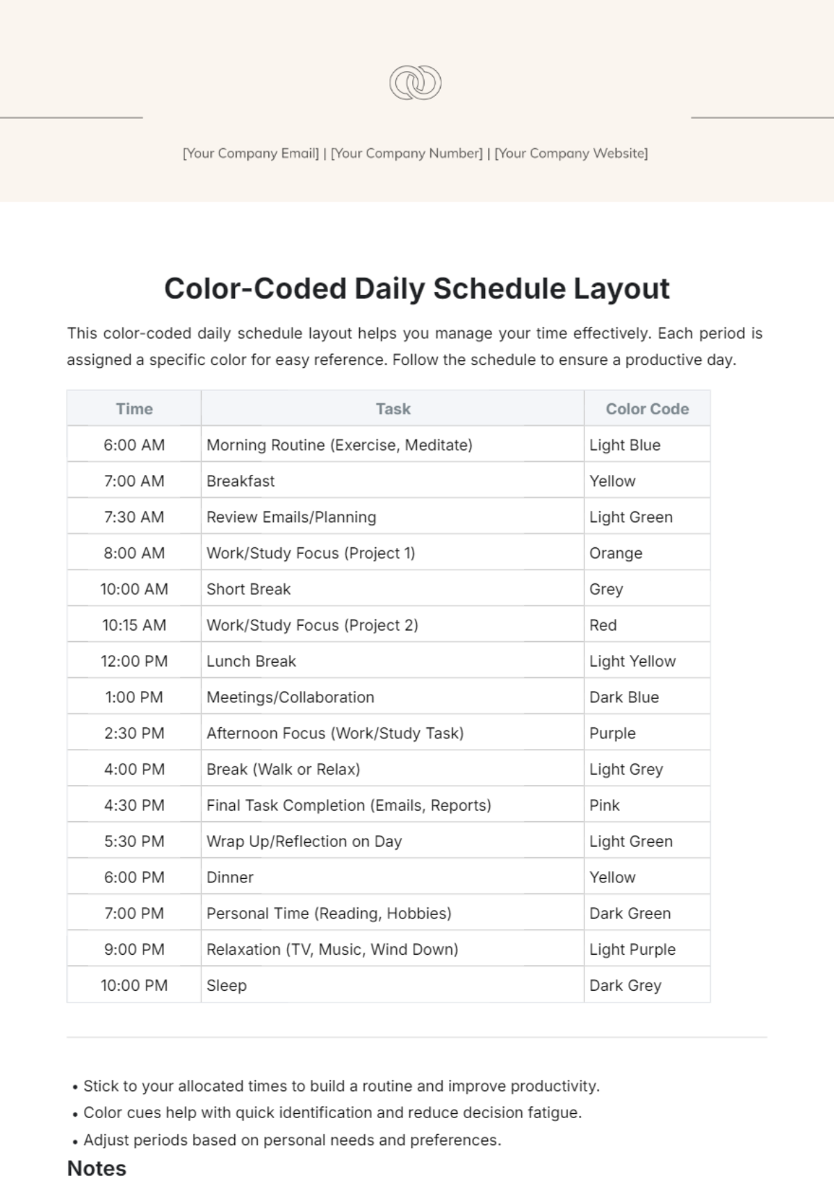 Free Daily Schedule Template To Edit Online