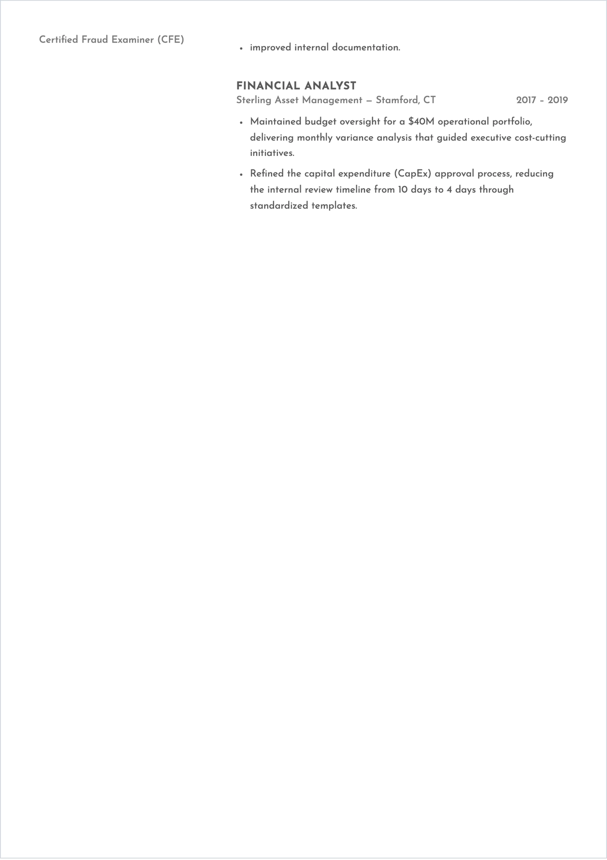 Free Internal Analyst ATS Resume Template, AI Resume Builder