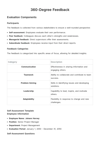 Free 360-Degree Feedback Template to Edit Online