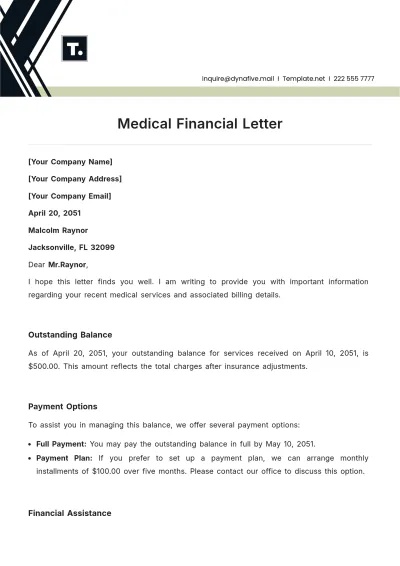 Free Medical Financial Letter Template to Edit Online