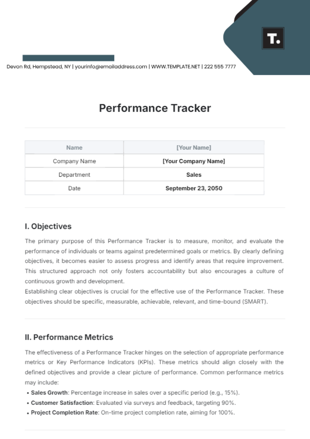 Performance Tracker Template - Edit Online & Download