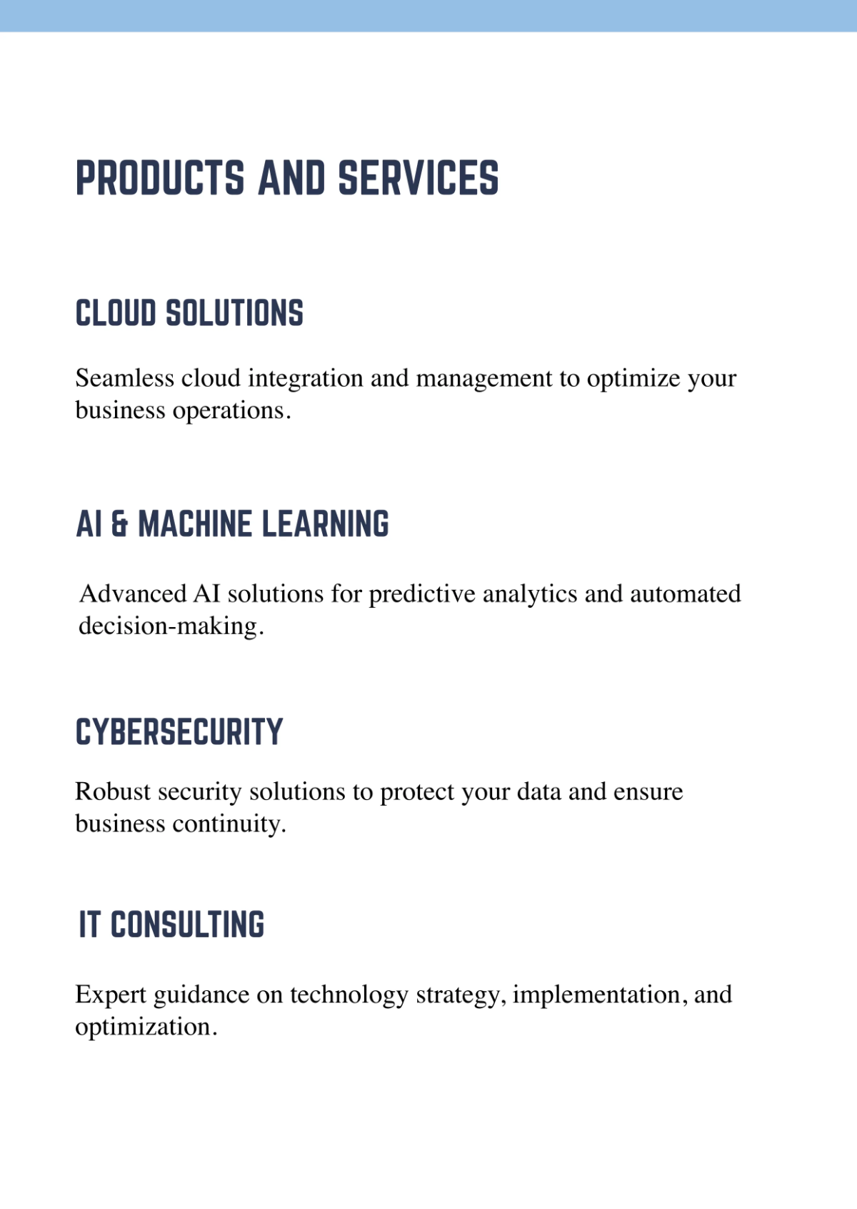 Free Technology Business Profile  Template to Edit Online