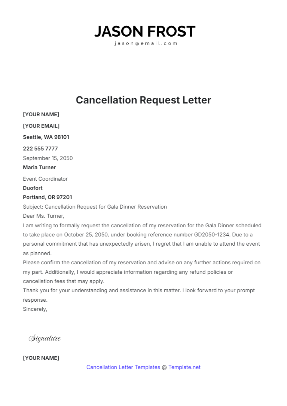 Page 2 Free Cancellation Letter Templates & Examples - Edit Online ...