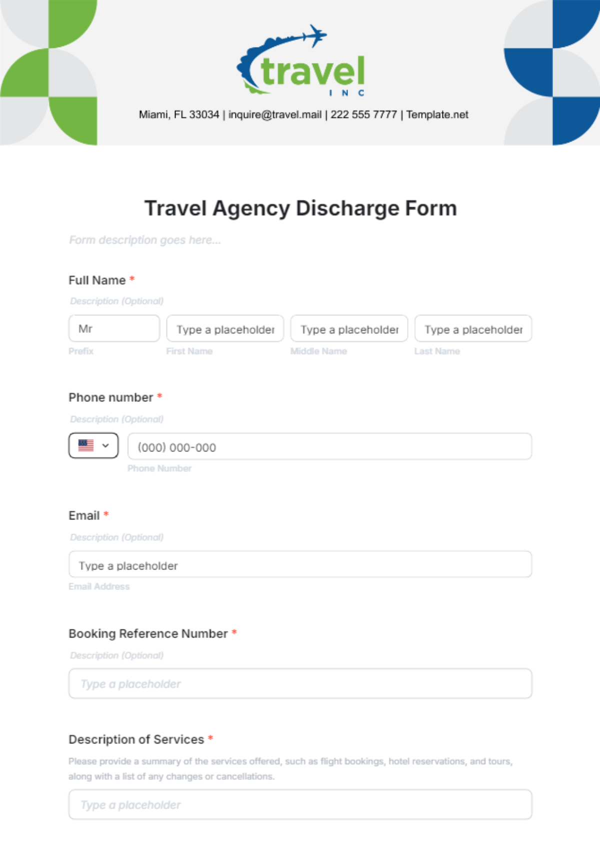 Travel Agency Discharge Form Template - Edit Online & Download