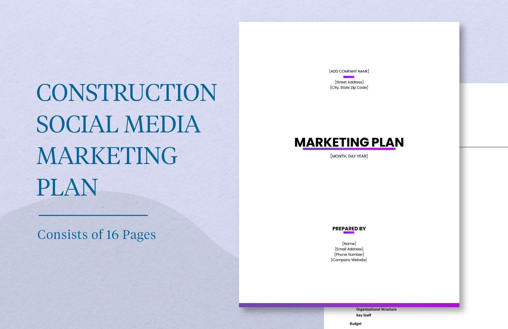 Construction Social Media Marketing Plan Template