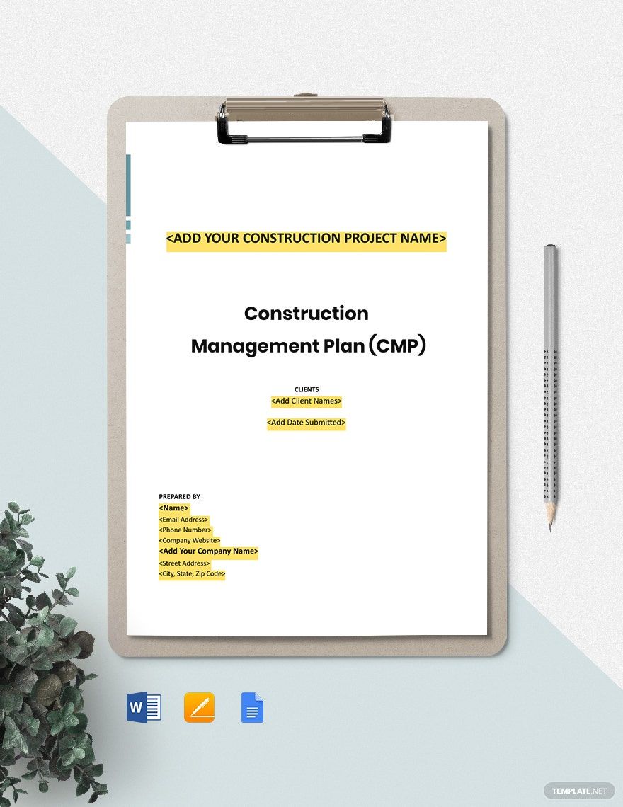 Construction Performance Management Plan Template