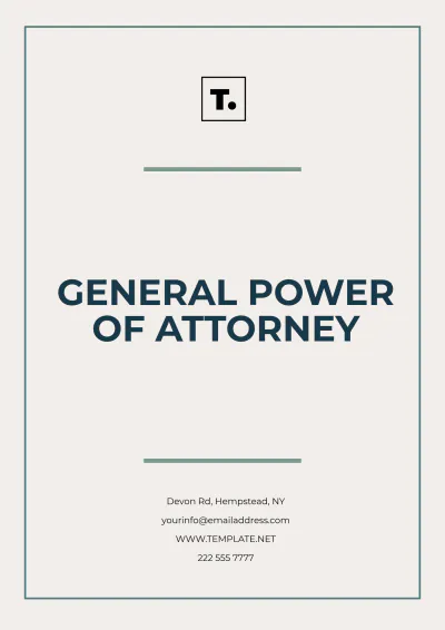 Free Sample General Power of Attorney Template to Edit Online