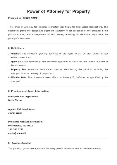 Free Power of Attorney for Property Template to Edit Online