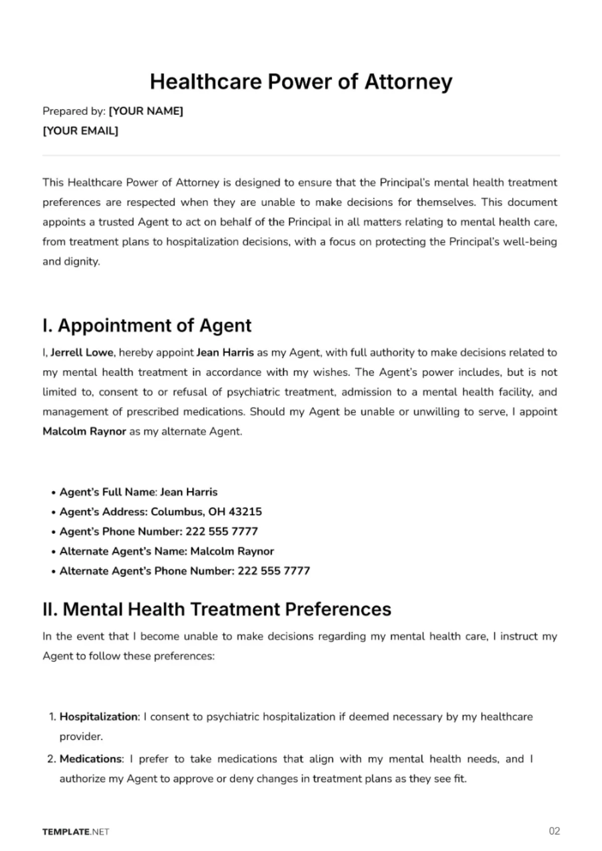 Free Healthcare Power of Attorney Template to Edit Online