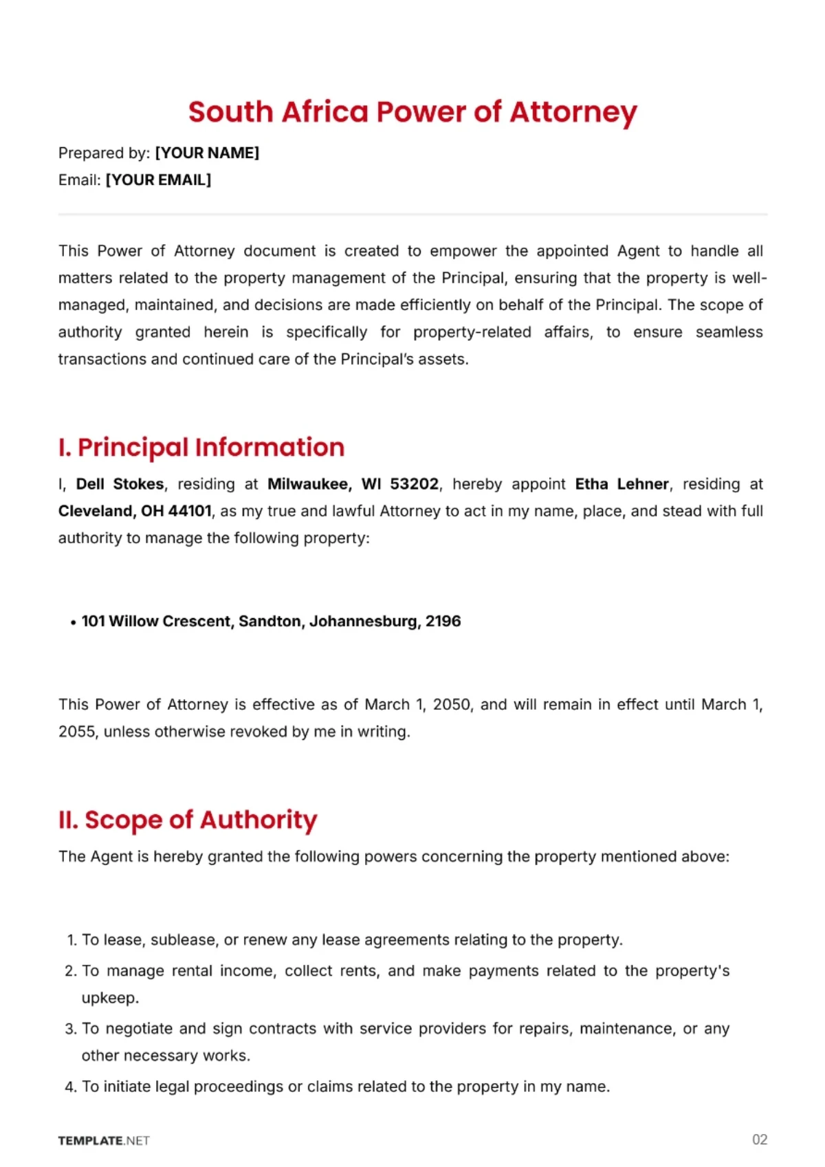 Free South Africa Power of Attorney Template to Edit Online