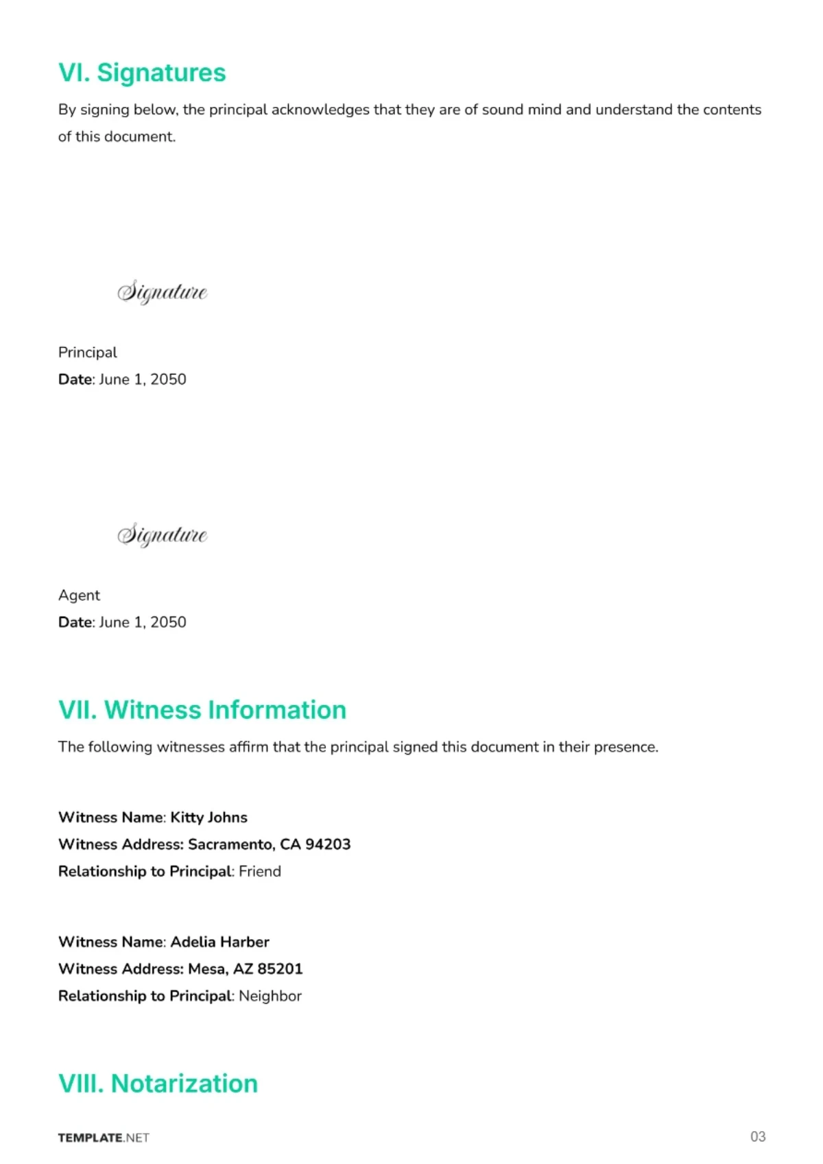 Free Power of Attorney for Elderly Parents Template to Edit Online