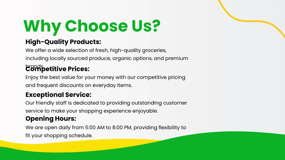 Free Grocery Store Presentation Template to Edit Online