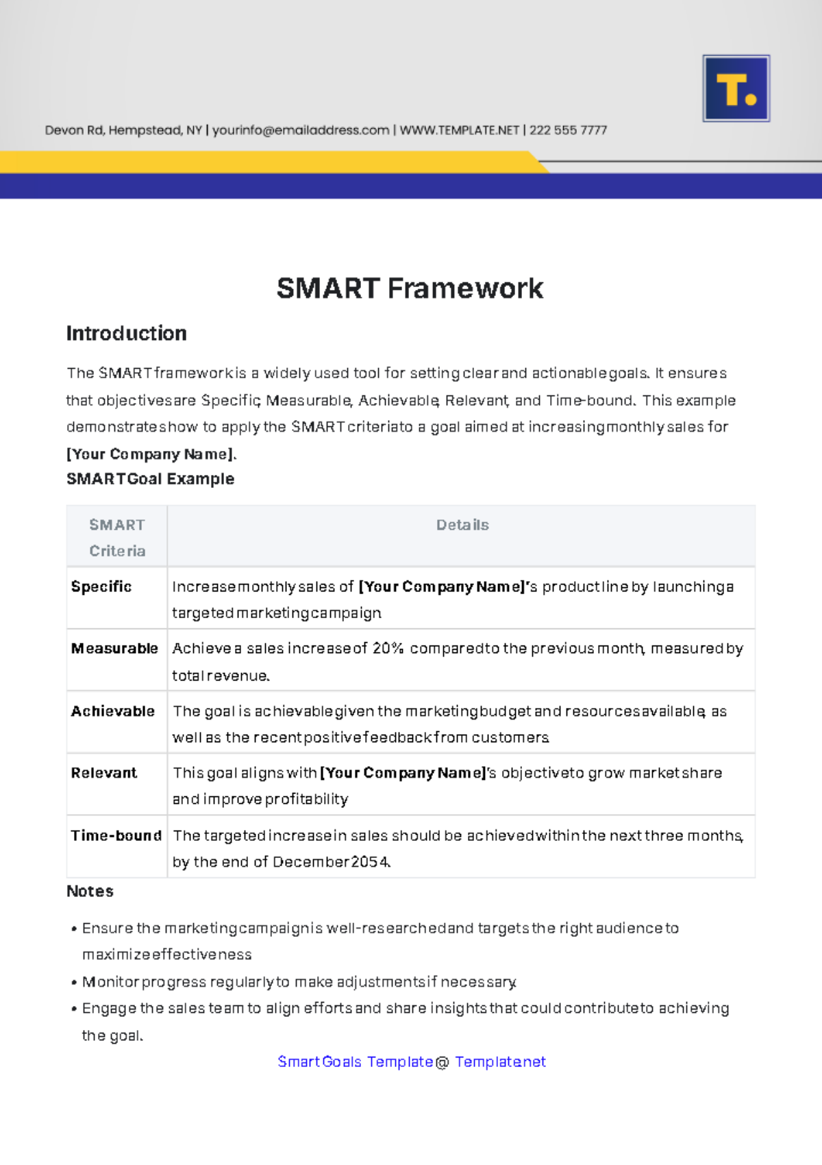 SMART Framework Template