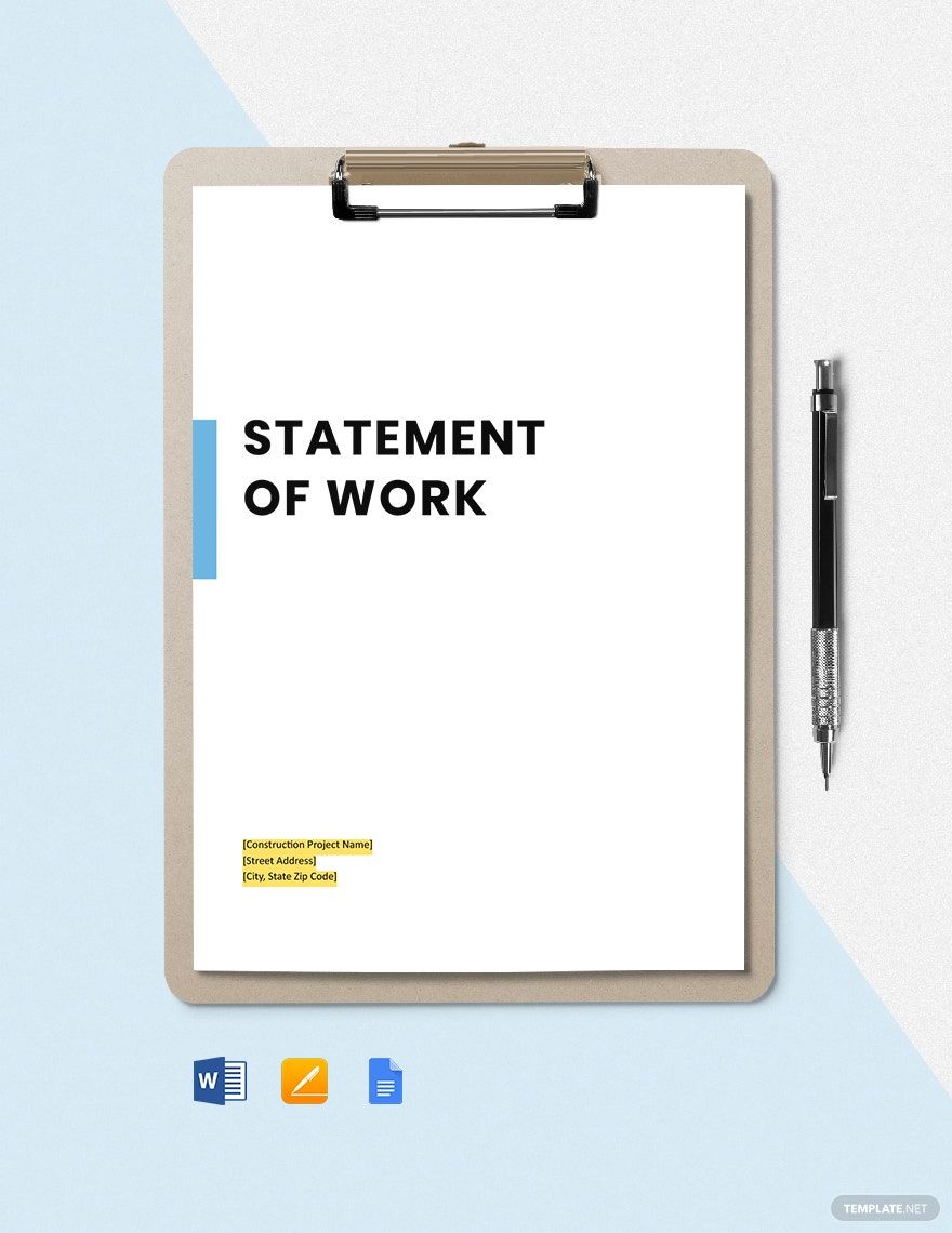 Construction Statement of Work Template