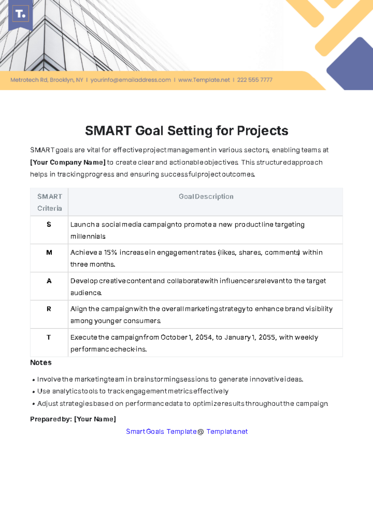 SMART Goal Setting for Projects Template - Edit Online & Download