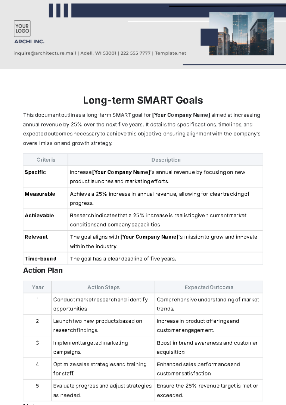 Long-term SMART Goals Template - Edit Online & Download