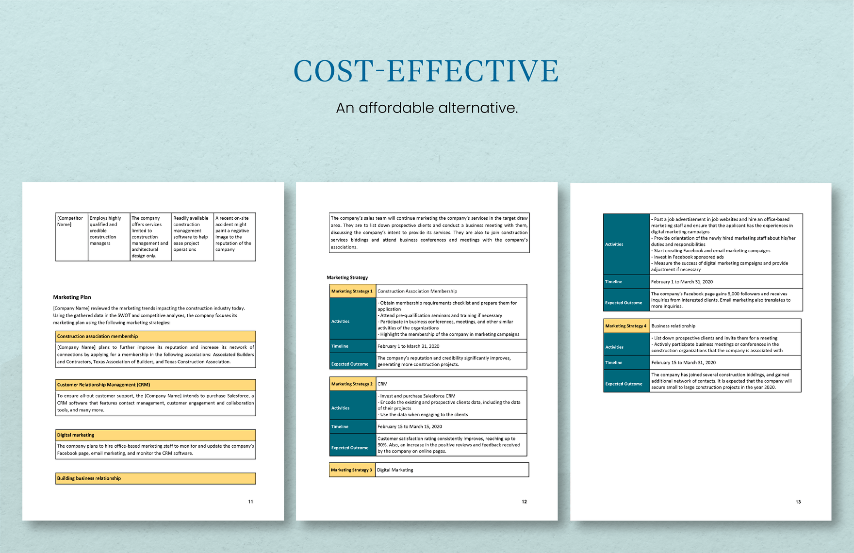 Construction Marketing Strategy Template