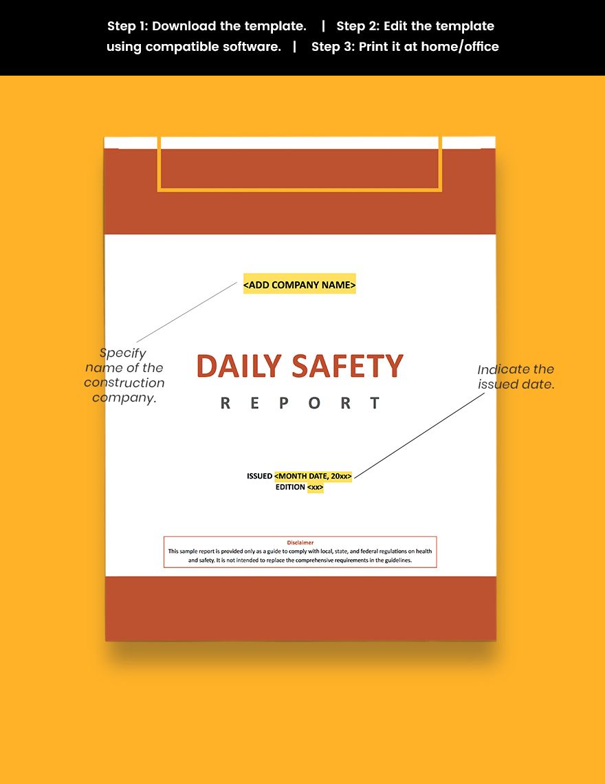 Construction Safety Daily Report Template