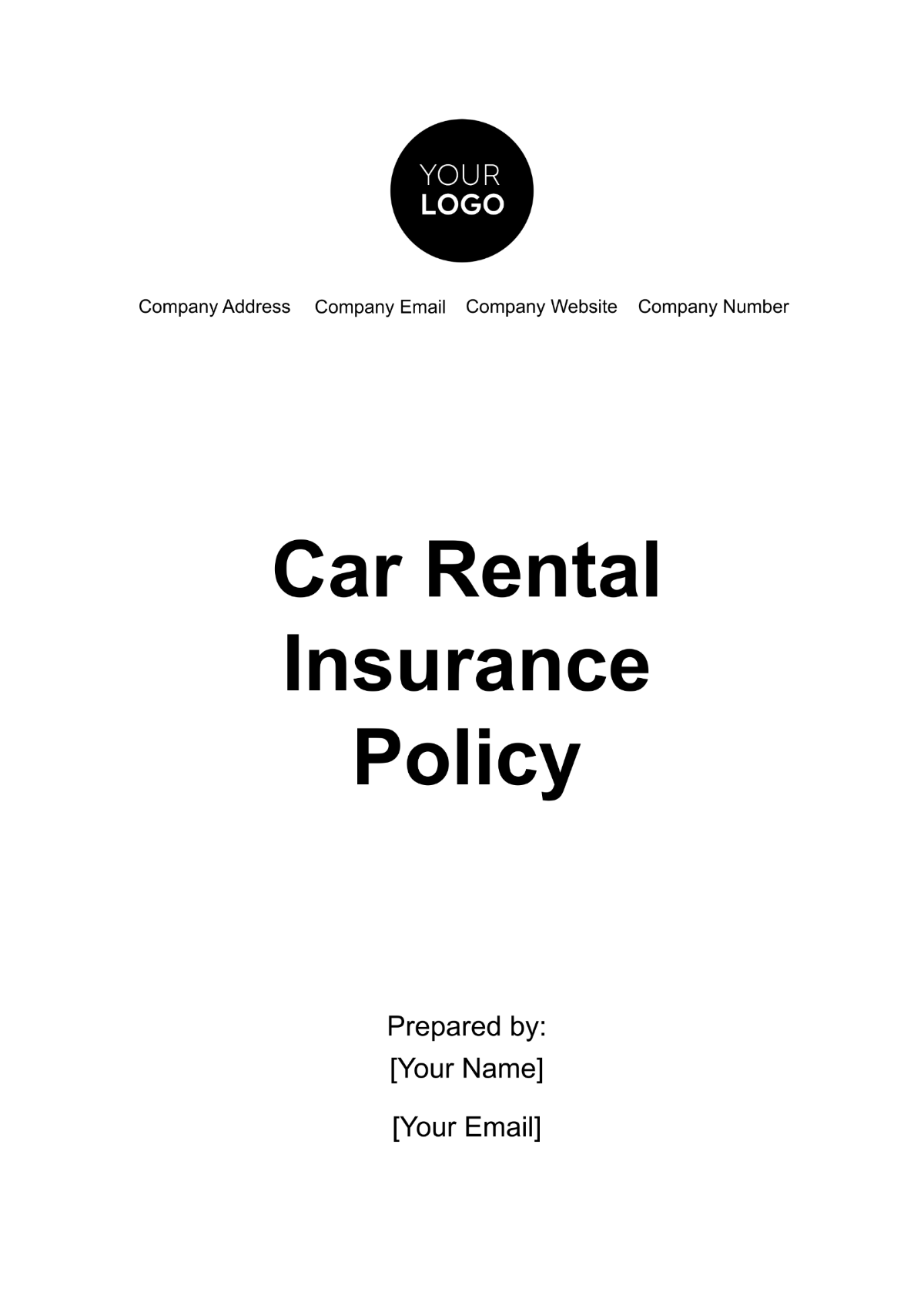 Car Rental Insurance Policy Template - Edit Online & Download