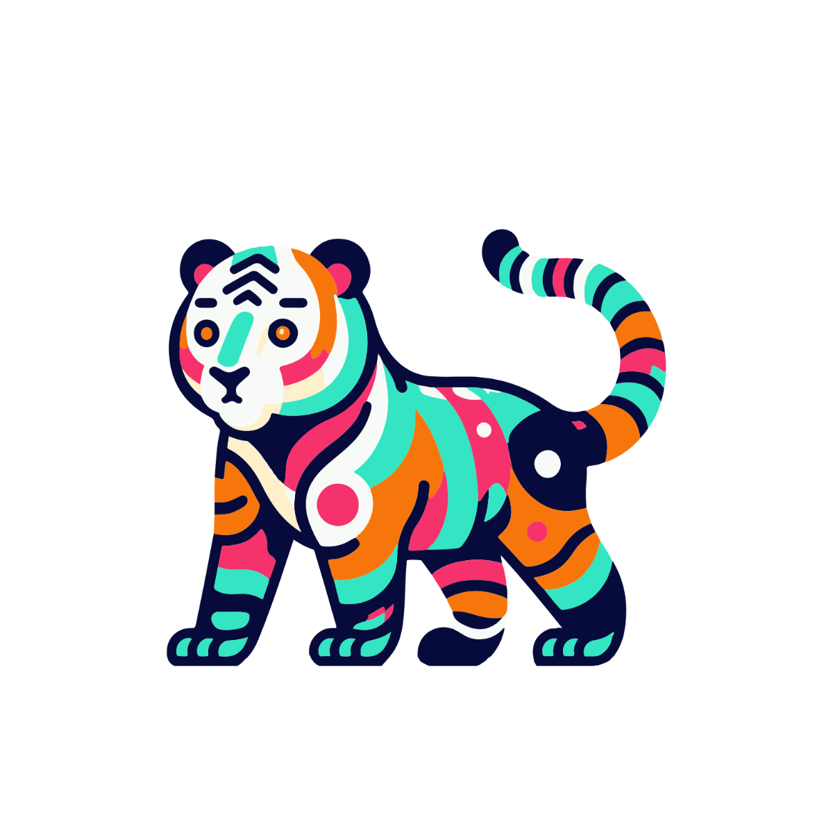 Free Colorful Tiger Clipart to Edit Online