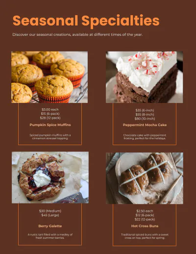 Free Bakery Catalog Template to Edit Online