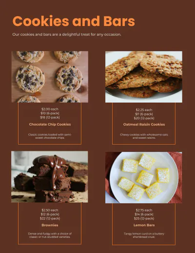 Free Bakery Catalog Template to Edit Online