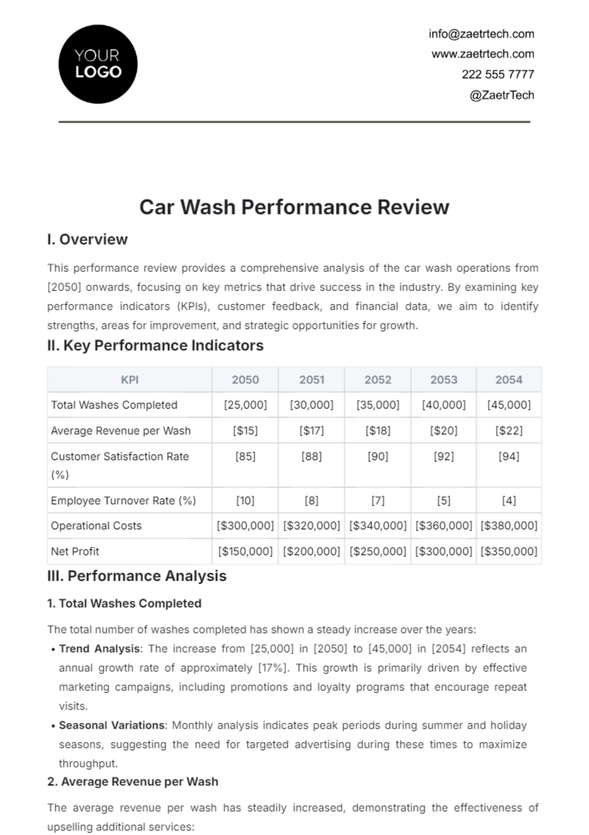 Car Wash Performance Review Template - Edit Online & Download