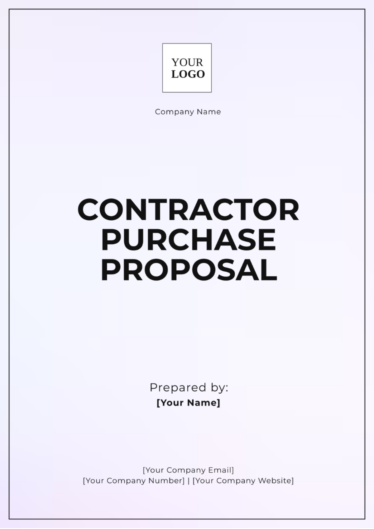 Contractor Purchase Proposal Template - Edit Online & Download