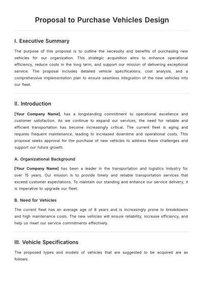 Free Proposal to Purchase Vehicles Design Template to Edit Online