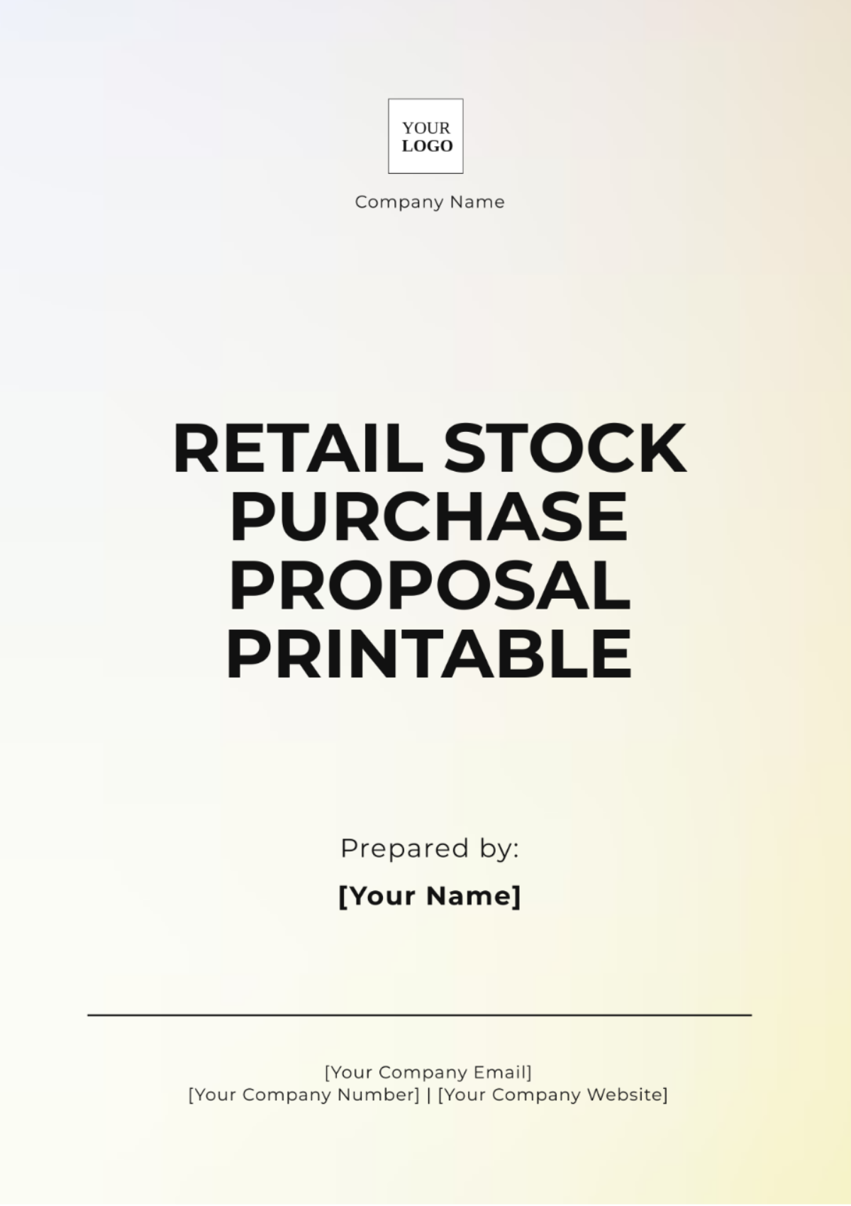 Retail Stock Purchase Proposal Printable Template