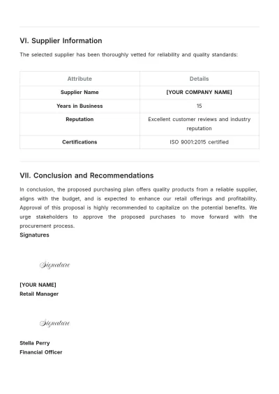 Free Retail Products Purchase  Proposal Template to Edit Online