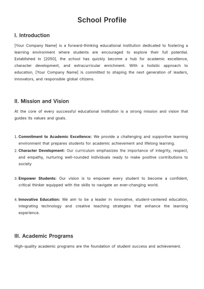 Free School Profile Template to Edit Online