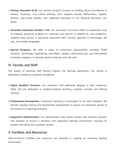 Free School Profile Template to Edit Online