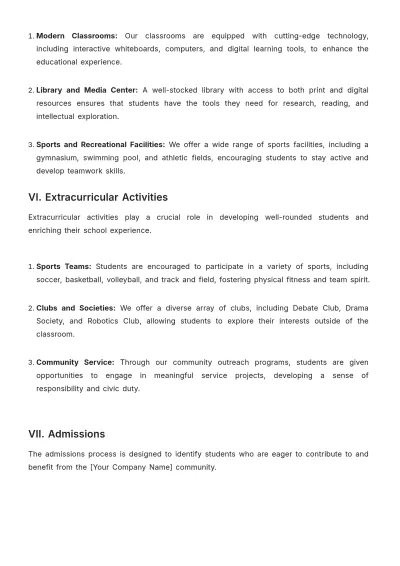 Free School Profile Template to Edit Online