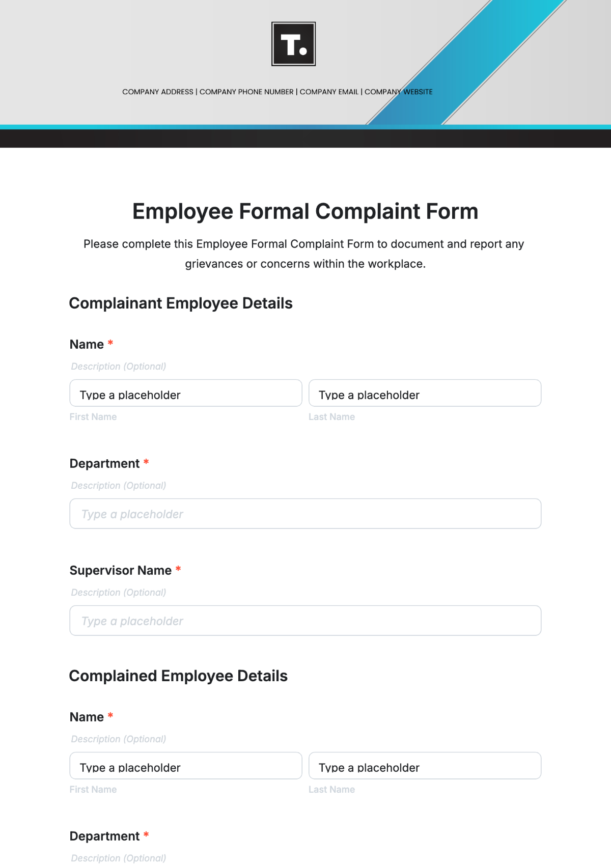 Employee Formal Complaint Form Template - Edit Online & Download