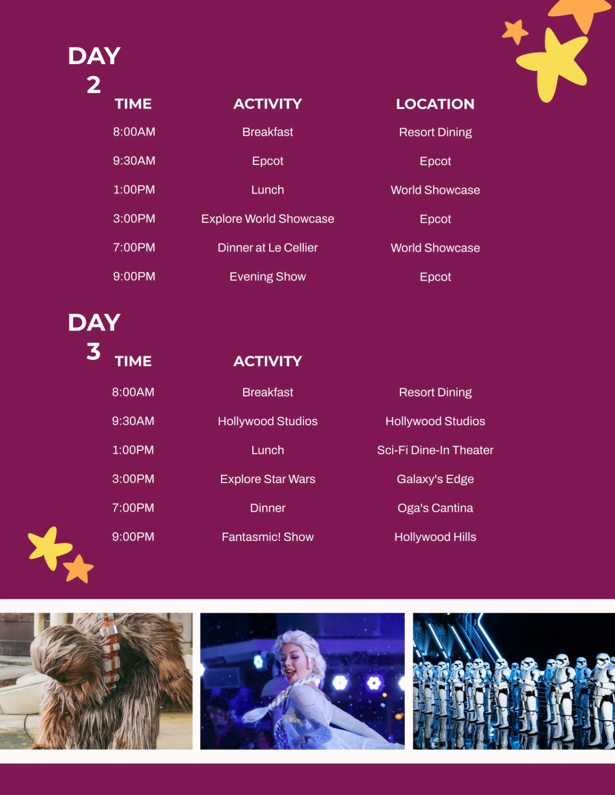 Free Disney Travel Itinerary Template to Edit Online