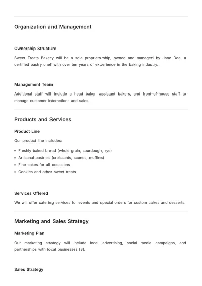Free Startup Bakery Business Plan Template to Edit Online
