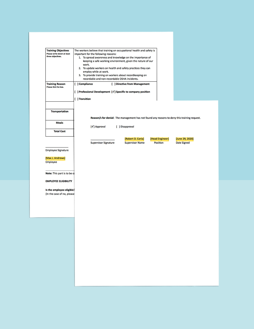 Construction Training Request Form Template