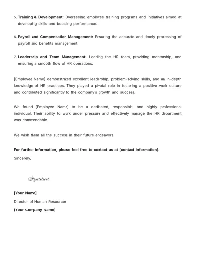 Free HR Manager Experience Letter Layout Template to Edit Online