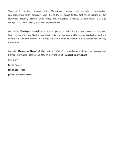 Free Marketing Executive Experience Letter Design Template to Edit Online