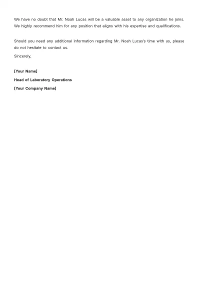 Free Aesthetic Lab Technician Experience Letter Template to Edit Online