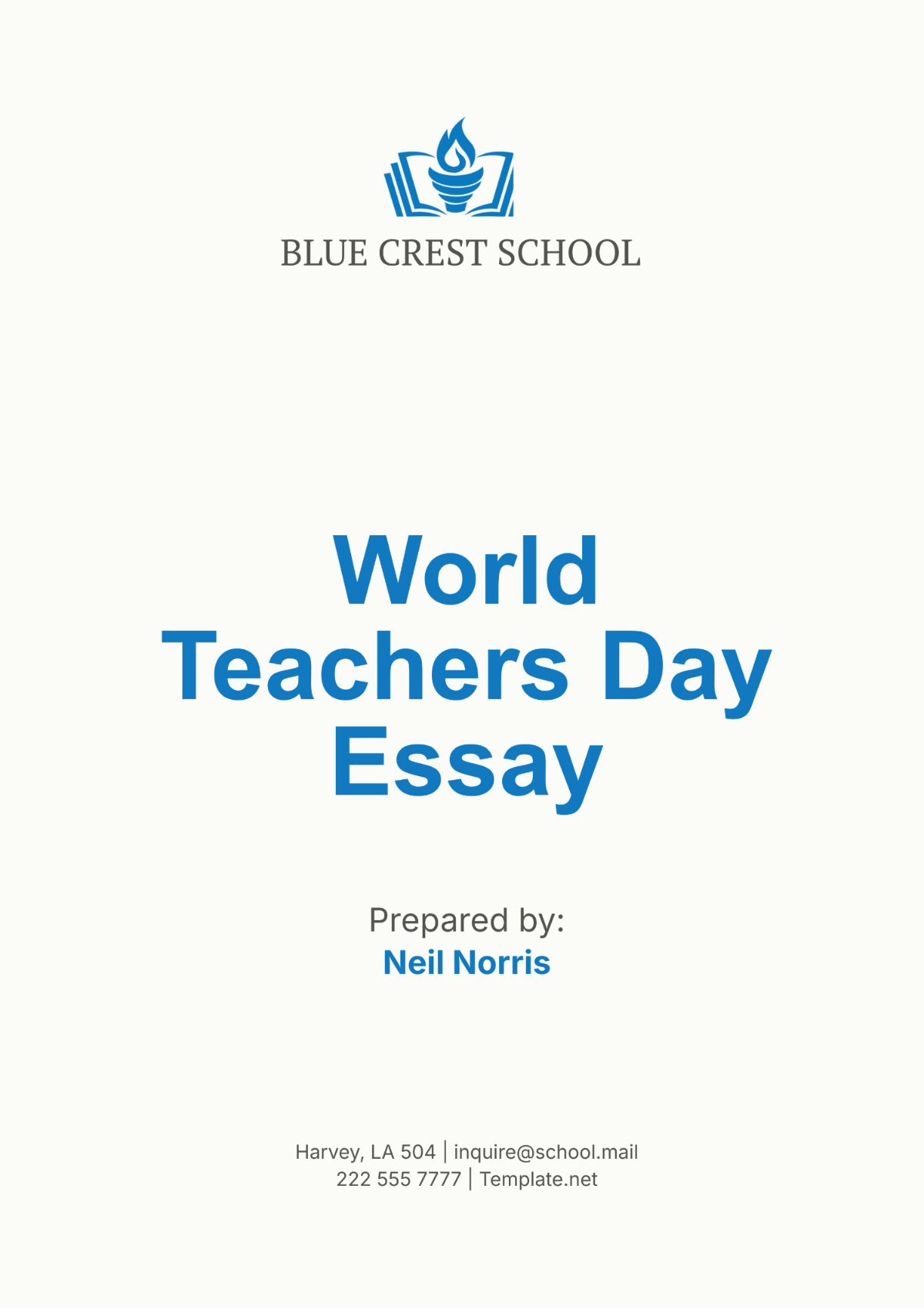 World Teachers' Day Essay Template - Edit Online & Download