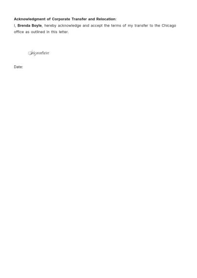 Free Employee Relocation Letter Template to Edit Online