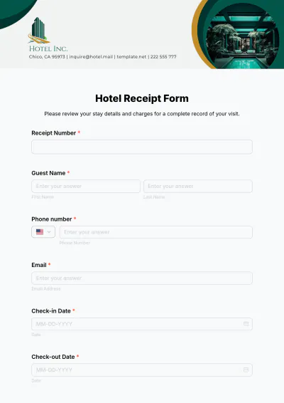Free Hotel Receipt Form Template to Edit Online