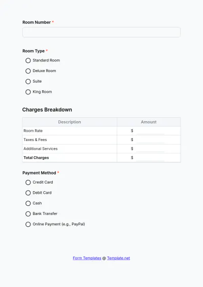 Free Hotel Receipt Form Template to Edit Online