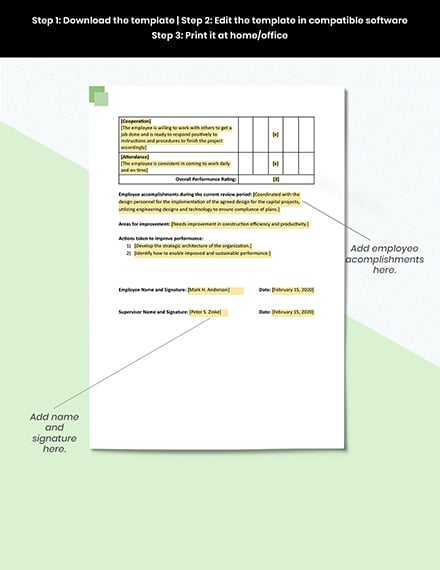 Construction Performance Review Template Google Docs Word Apple