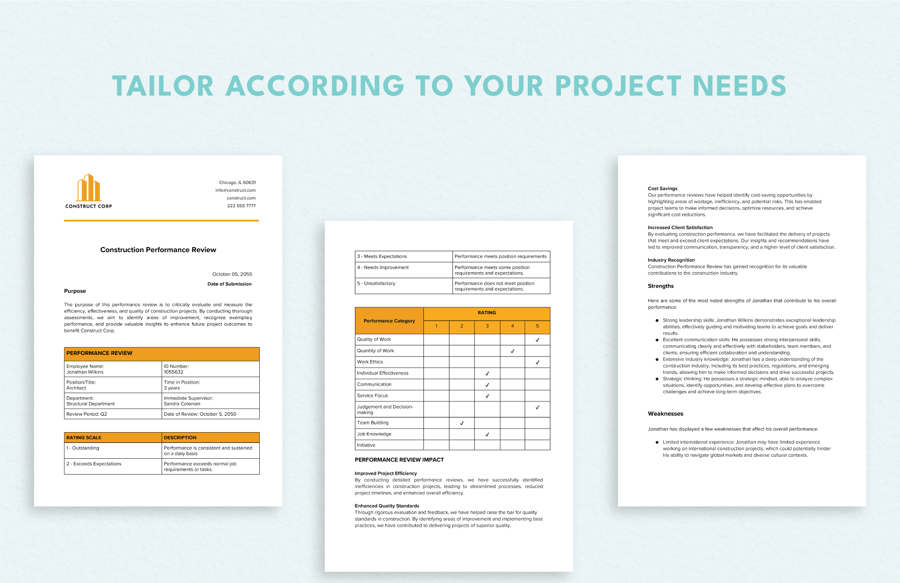 Construction Performance Review Template