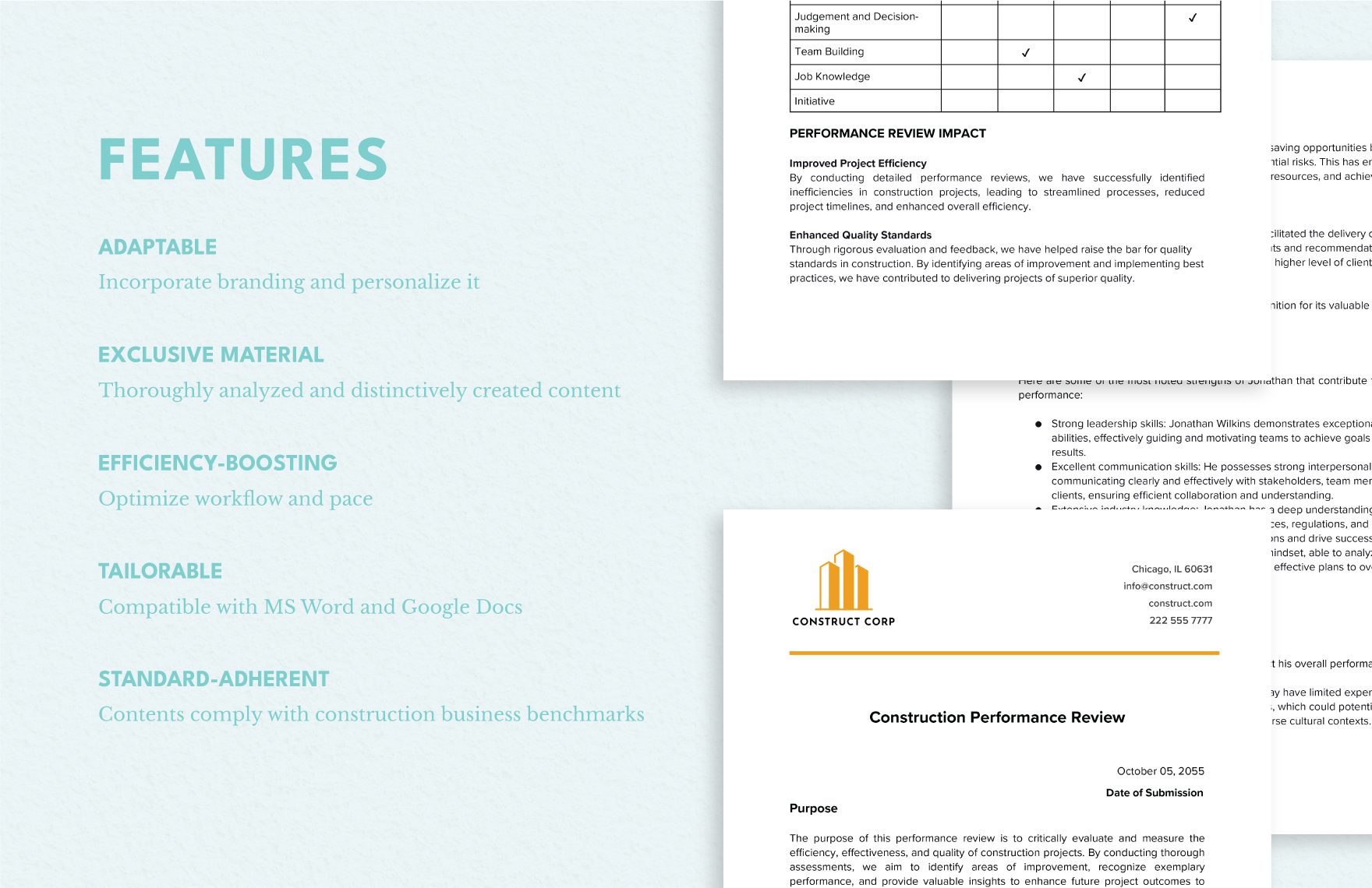 Construction Performance Review Template